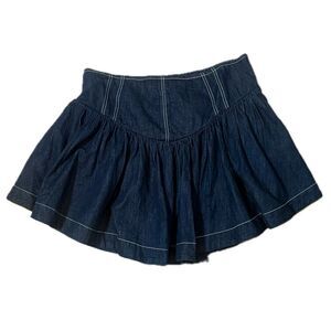 Pilcro Basque Waist Denim Mini Skirt Contrast Stitching Large